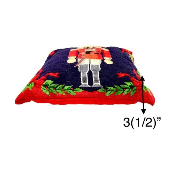 Nutcracker Design Needlepoint Decorative Pillow Christmas Decor Gift - Picture 3 of 4